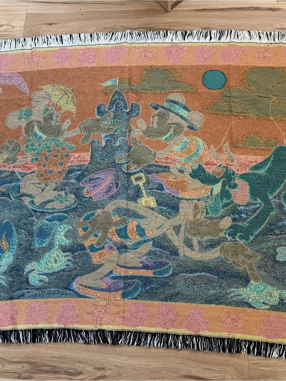 Disney Beach Scene Tapestry Wall Hanging - Teal, Yellow, Orange, Blue